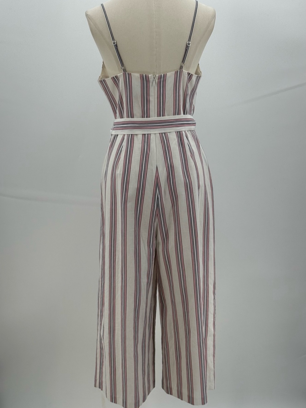 Banana Republic Striped Crop Jumpsuit Wrap V-Neck Tie Waist Wide Leg Size 4 - Picture 3 of 13